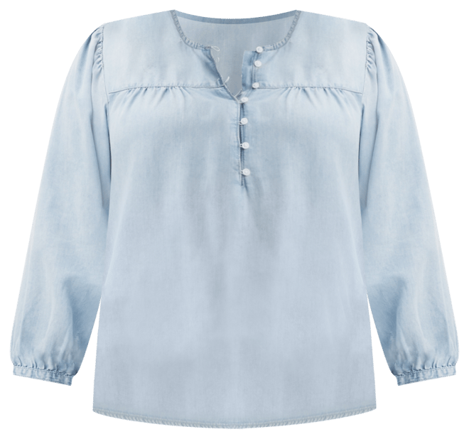 Plus Size Halsey 3/4-Sleeve Button-Front Blouse