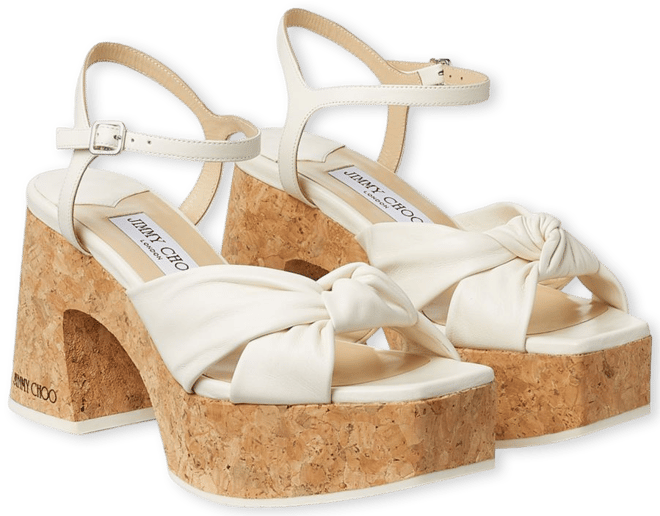 Jimmy Choo Women's Heloise Square Toe Knotted Strap High