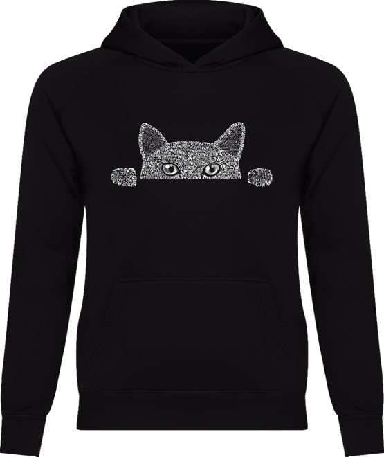 Women's Word Art Peeking Cat Hooded Sweatshirt