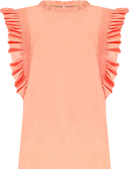 Women's Ruffle Sleeve Poplin Top