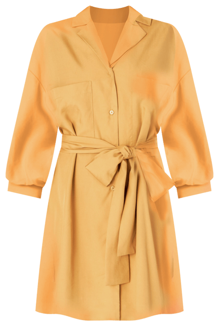 Women's Blouson Sleeve Belted Shirt Dress