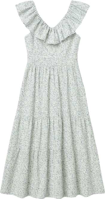 Women's Floral Ruffled Midi Dress