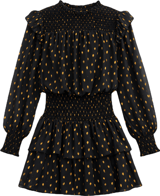 Women's Gold Dot Printed Mini Dress