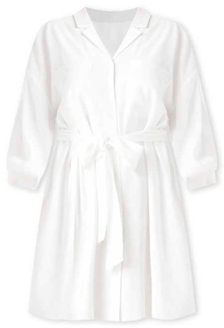 Plus Size Blouson Sleeve Belted Shirt Dress