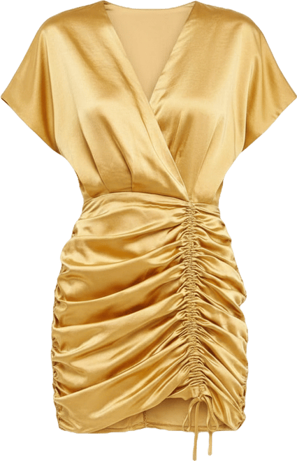 Women's Satin Wrapped & Shirred Mini Dress