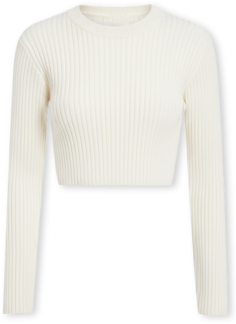 Women's Cropped Ribbed Knit Sweater