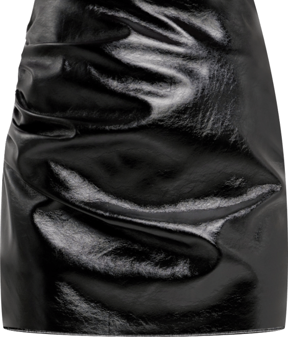 Women's Patent Side Ruched Leather Skirt