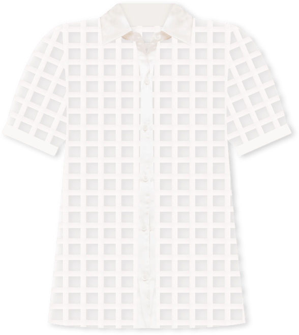 Women's Short Sleeve Organza Grid Blouse