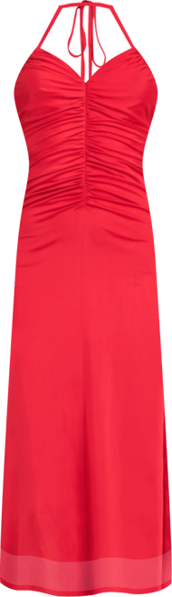 Women's Halter Ruched Midi Dress