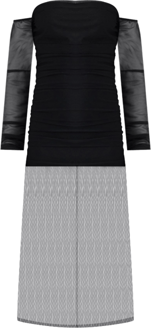 Women's Mesh Off the Shoulder Midi Dress