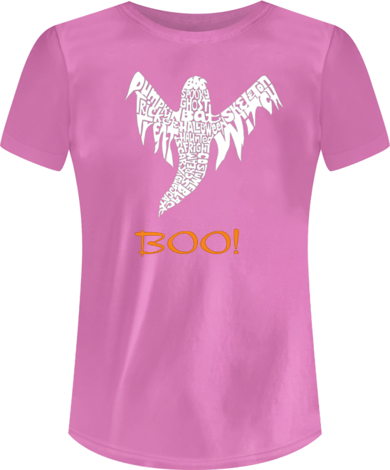 Women's Halloween Ghost Word Art Short Sleeve T-shirt