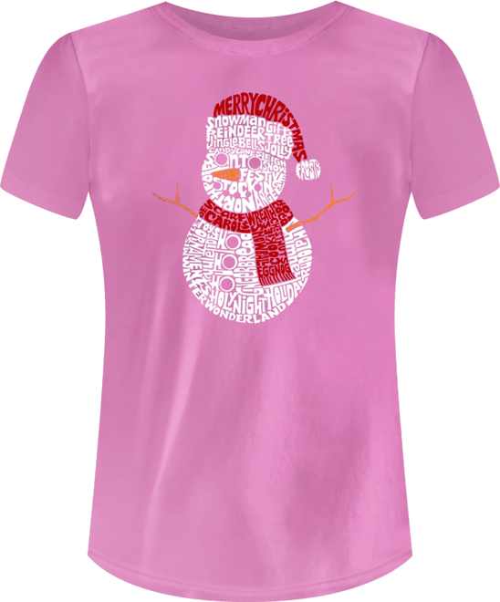 Women's Christmas Snowman Word Art Short Sleeve T-shirt