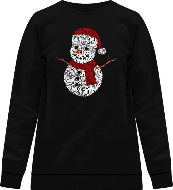 Women's Christmas Snowman Word Art Crewneck Sweatshirt