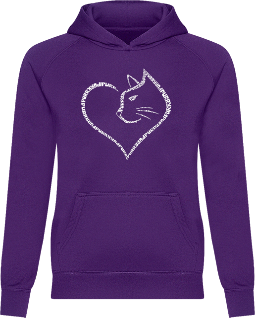 Women's Cat Heart Word Art Hooded Sweatshirt