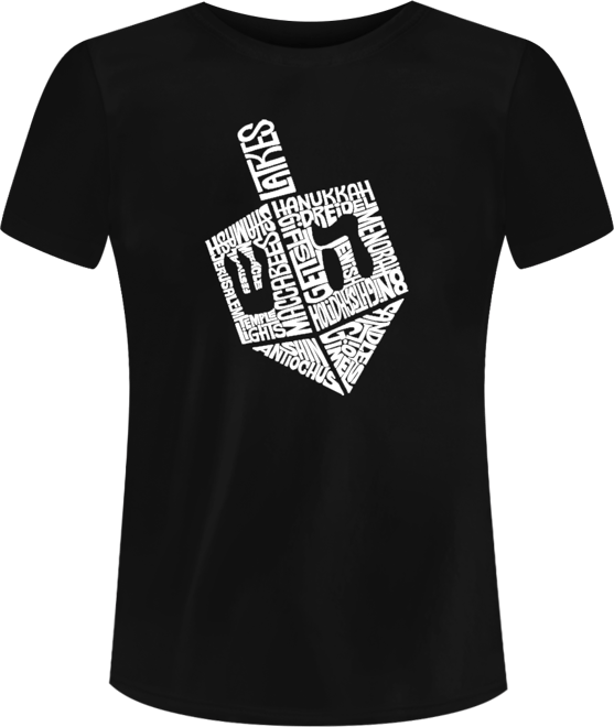Women's Hanukkah Dreidel Word Art Short Sleeve T-shirt