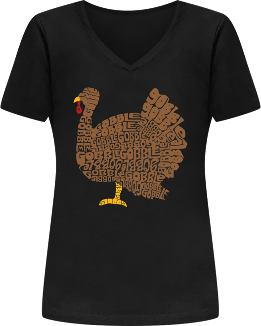 Women's Thanksgiving Word Art V-neck T-shirt