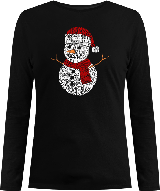 Women's Christmas Snowman Word Art Long Sleeve T-shirt