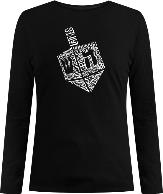 Women's Hanukkah Dreidel Word Art Long Sleeve T-shirt