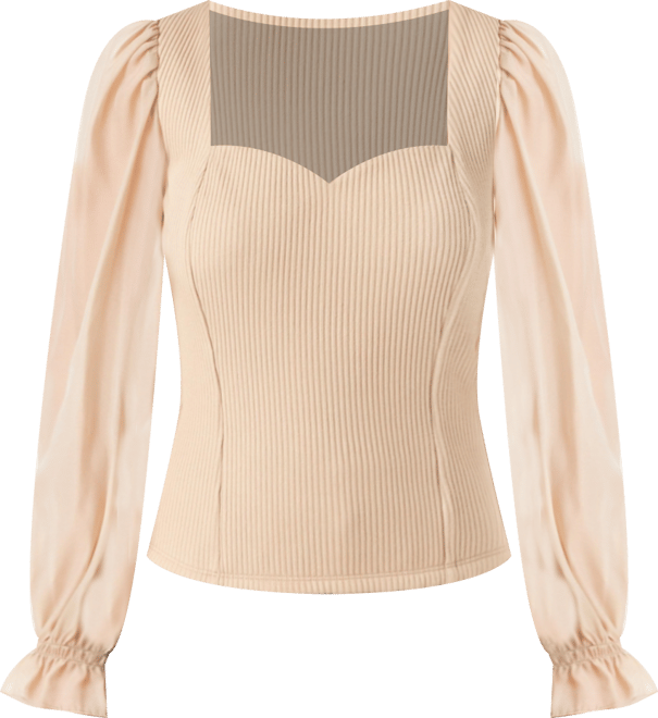 Women's Organza Sleeve Knit Top