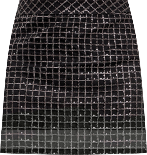 Women's Sequins Gridded Mesh Skirt