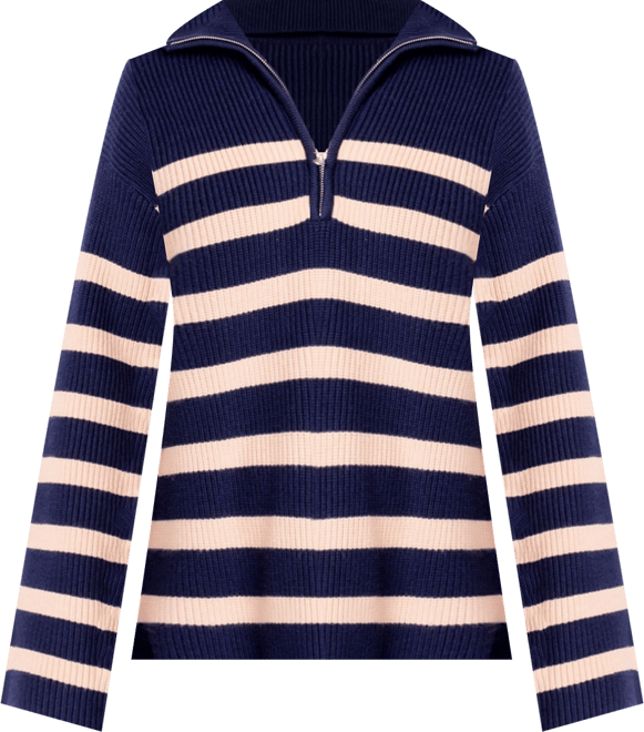 Women's Striped Half-Zip Sweater