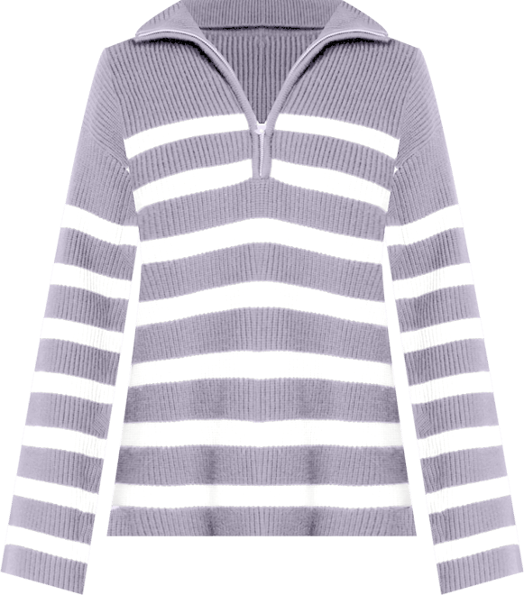 Women's Striped Half-Zip Sweater
