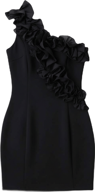 Women's Asymmetrical Ruffle Stretch Mini Dress