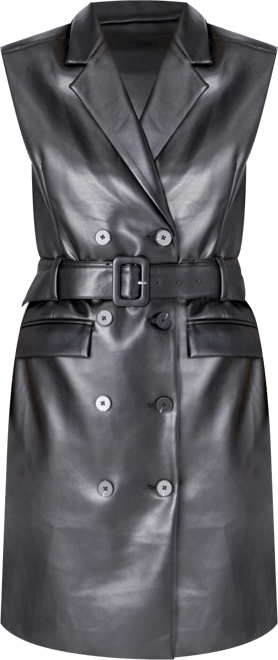 Women's Leather Double Breasted Mini Dress