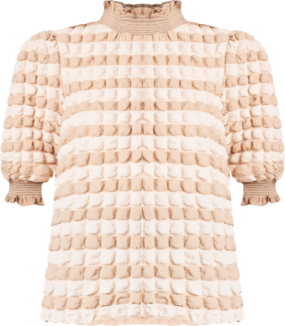 Women's Textured Mock Neck Short Sleeve Blouse