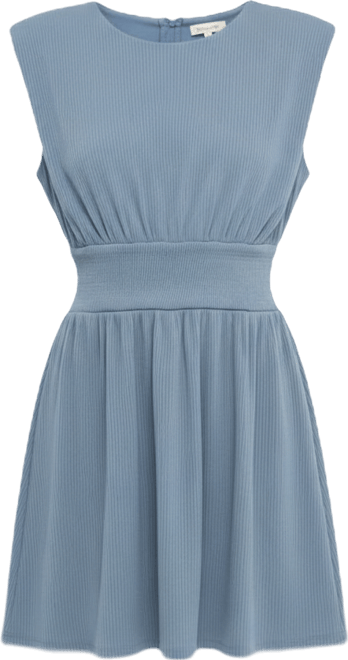 Women's Shoulder Pad Mini with Smocked Waist Dress