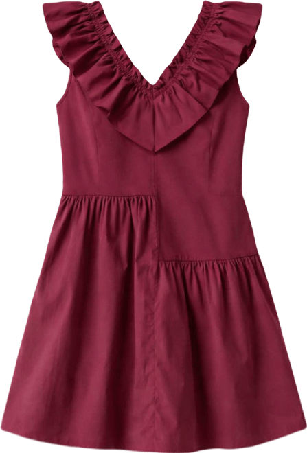 Women's Mixed Media Ruffle Detail Dress
