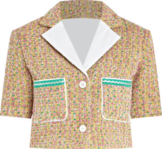 Women's Boucle Cropped Jacket With Trim