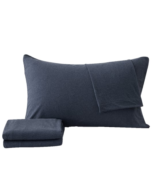 Premium Comforts Heathered Melange T-shirt Jersey Knit Cotton Blend 4 Piece Sheet Set, King