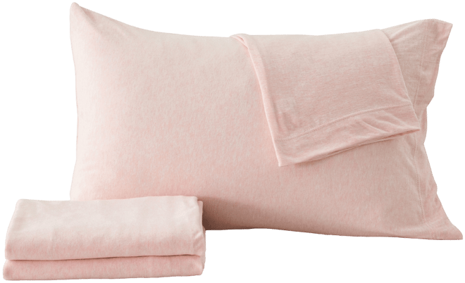 Heathered Melange T-shirt Jersey Knit Cotton Blend 4 Piece Sheet Set, California King