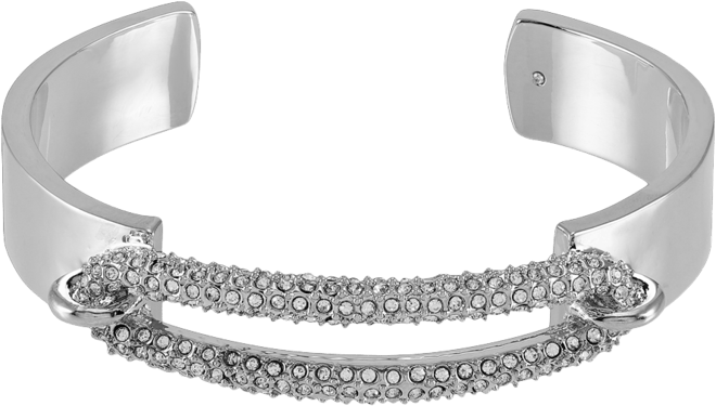 Silver-Tone Pave Cuff Bracelet