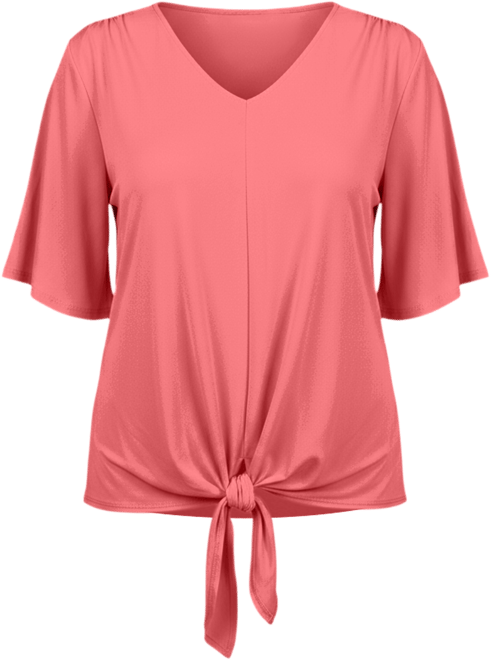 Petite Elbow Sleeve Tie-Front Top