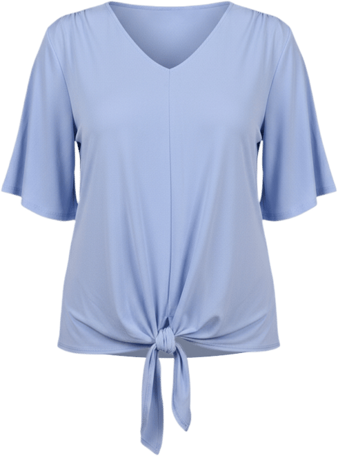 Petite Elbow Sleeve Tie-Front Top
