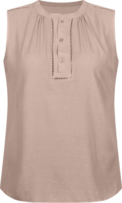 Petite Sleeveless Swiss Dot Blouse Top
