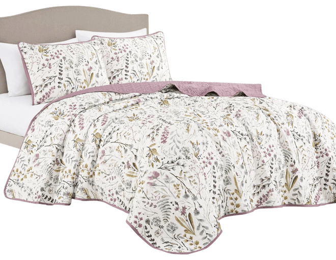 3 Piece Printed Quilt Set Lightweight Bedspread Set Lara