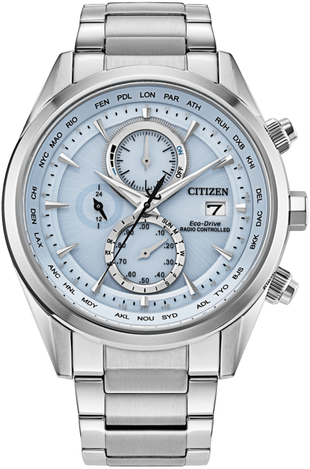 Eco-Drive Men's Chronograph Sport Luxury Radio Control Stainless Steel Bracelet Watch 43mm