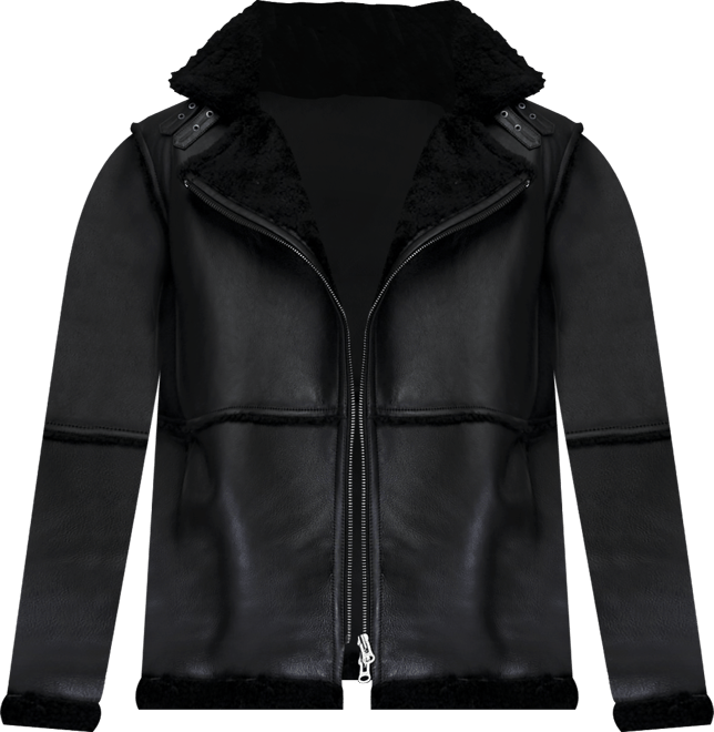 Men's Fashion Leather Jacket Wool, Black