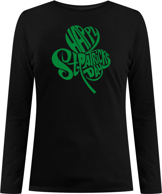 Women's St. Patrick's Day Shamrock Word Art Long Sleeve T-shirt