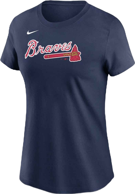 Women's  Navy Atlanta Braves Wordmark T-shirt
