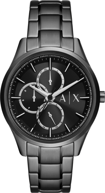 Men's Multifunction Black Stainless Steel Watch 42mm and Bracelet Set