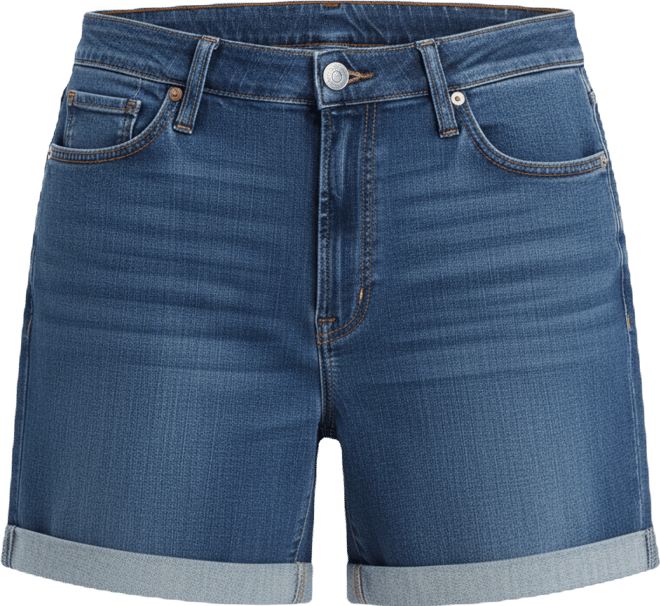 Trendy Plus Size Mid-Length Stretch Denim Shorts