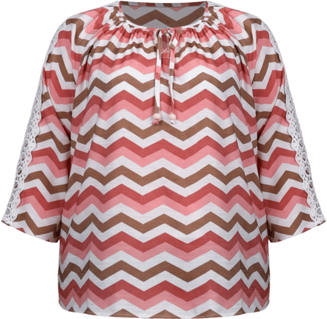 Plus Size 3/4 Sleeve Crochet Detail Blouse