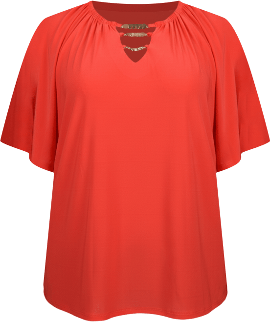 Plus Size Raglan Sleeve Top with Chain Details