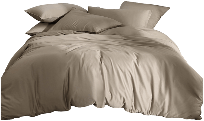 Closeout!  Organic Earth Solid Cotton Sateen 3 Piece Duvet Cover Set, Queen
