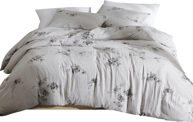 Aquarelle Floral Cotton Melange Gauze 3 Piece Duvet Cover Set, King