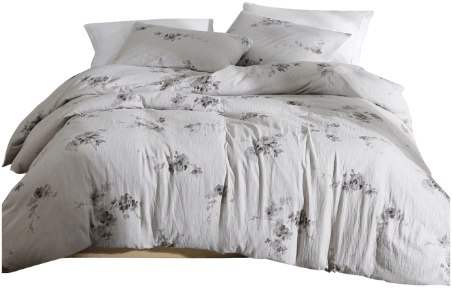 Aquarelle Floral Cotton Melange Gauze 3 Piece Duvet Cover Set, Queen